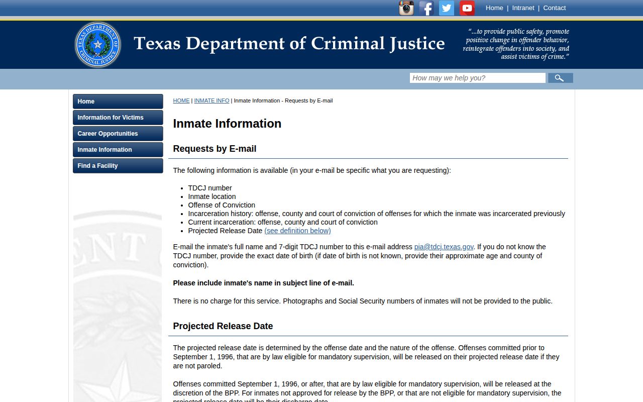 TDCJ information limits for Dawson County released inmate mugshots