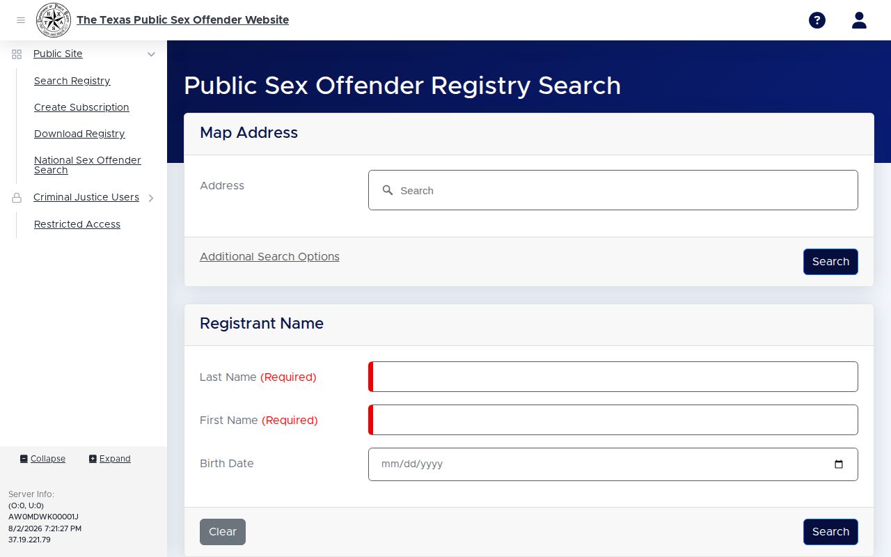 Dawson County limited post-release registry search